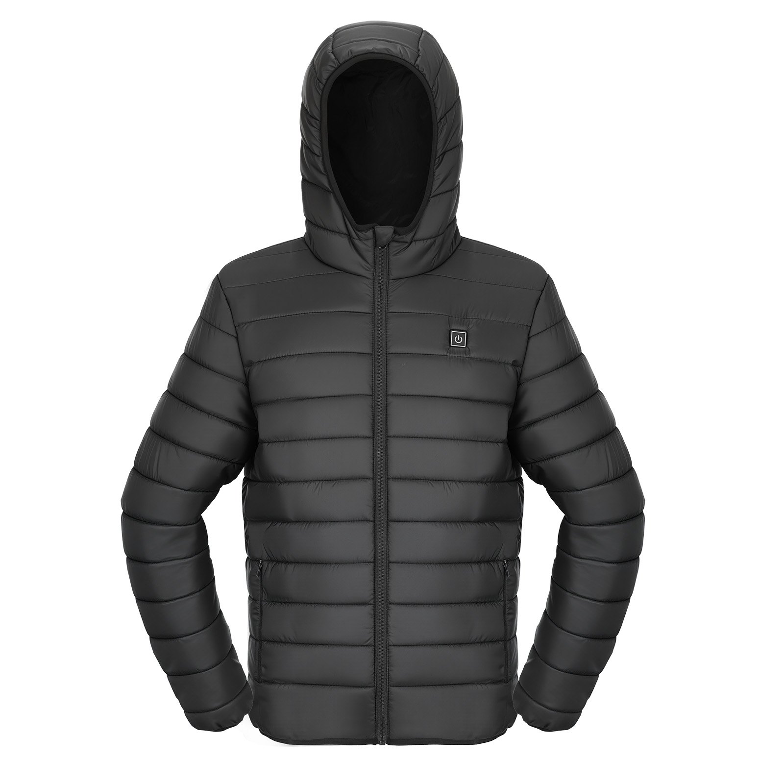 VEVOR Chaqueta Calefactable Hombre, Batería 7,4 V, Softshell Eléctrico, Resistente al Viento, 6 Zonas Calefacción y 3 Niveles Calentamiento, a Senderismo y Trabajo al Aire Libre, Negro, Talla M