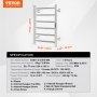 VEVOR Towel Dryer Radiator Towel Warmer, Heated Towel Rail with 6 Bars, Waterproof Towel Warmer with Timer and LED Display, 5 Adjustable Temperature Levels, Wall Mounted, Silver