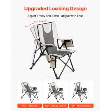 VEVOR Silla Plegable de Camping Calefactable con Respaldo Alto, 3 Niveles de Temperatura, Silla de Camping Plegable con Portavasos, para Jardín, Pesca, Caza, Viajes, 58 x 83 x 104 cm, Beige y Gris