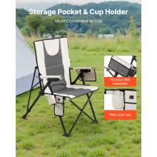 VEVOR Silla Plegable de Camping Calefactable con Respaldo Alto, 3 Niveles de Temperatura, Silla de Camping Plegable con Portavasos, para Jardín, Pesca, Caza, Viajes, 58 x 83 x 104 cm, Beige y Gris