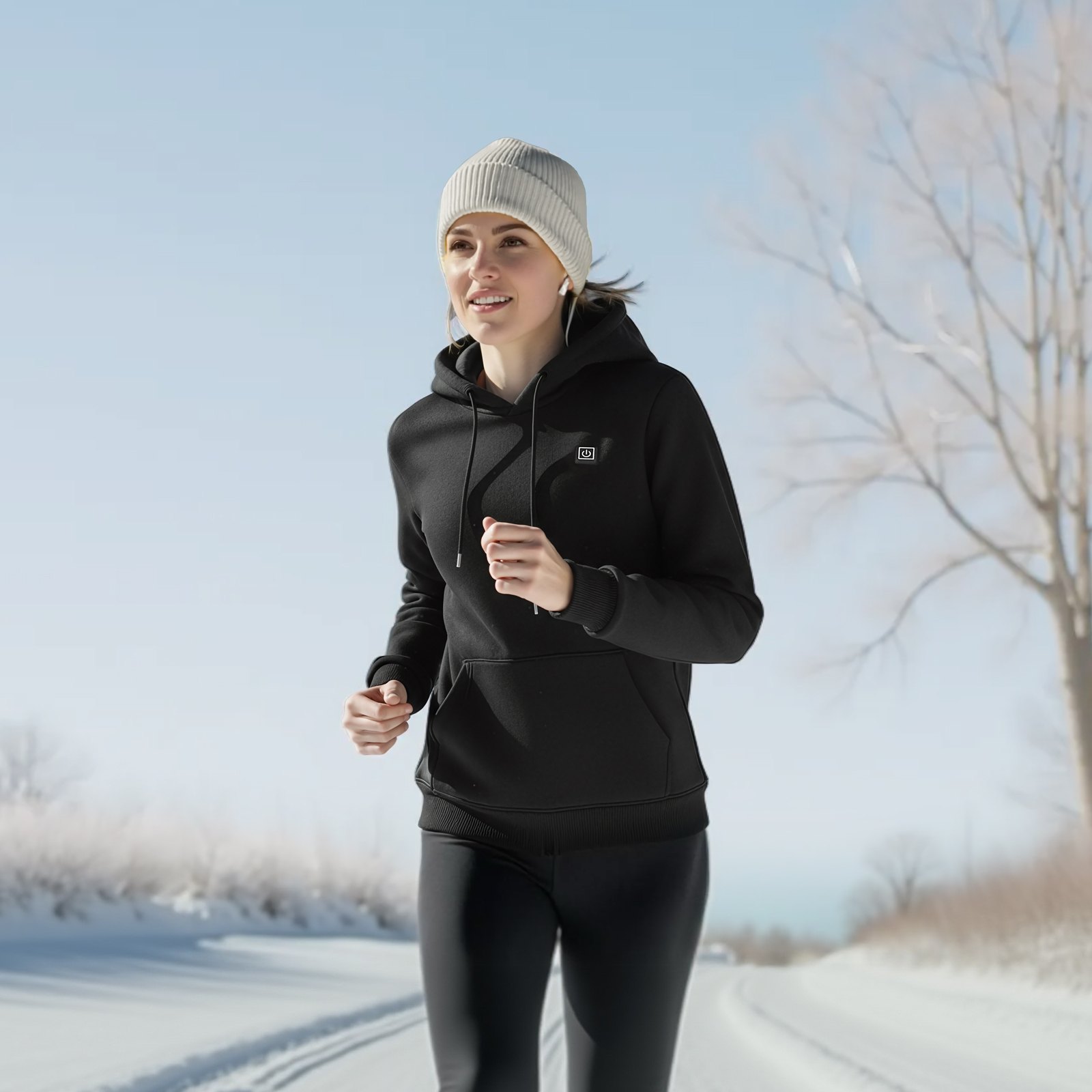 VEVOR Sudadera con Capucha Calefactable, Unisex, con Batería Externa Recargable de 7,4 V y 16 000 mAh, 5 Zonas Calefacción, 3 Niveles Temperatura, 4-8 h, para Acampada en Invierno, Negro, Talla L