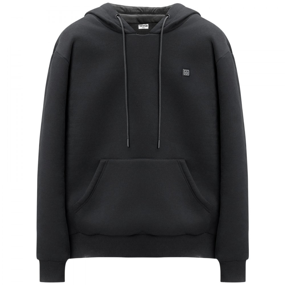 VEVOR Sudadera con Capucha y Calefacción Unisex, Chaqueta Eléctrica con 5 Zonas de Calefacción para Hombres y Mujeres, Jersey Ligero y Cálido para Exteriores para Pesca y Acampada, Talla M, Negro