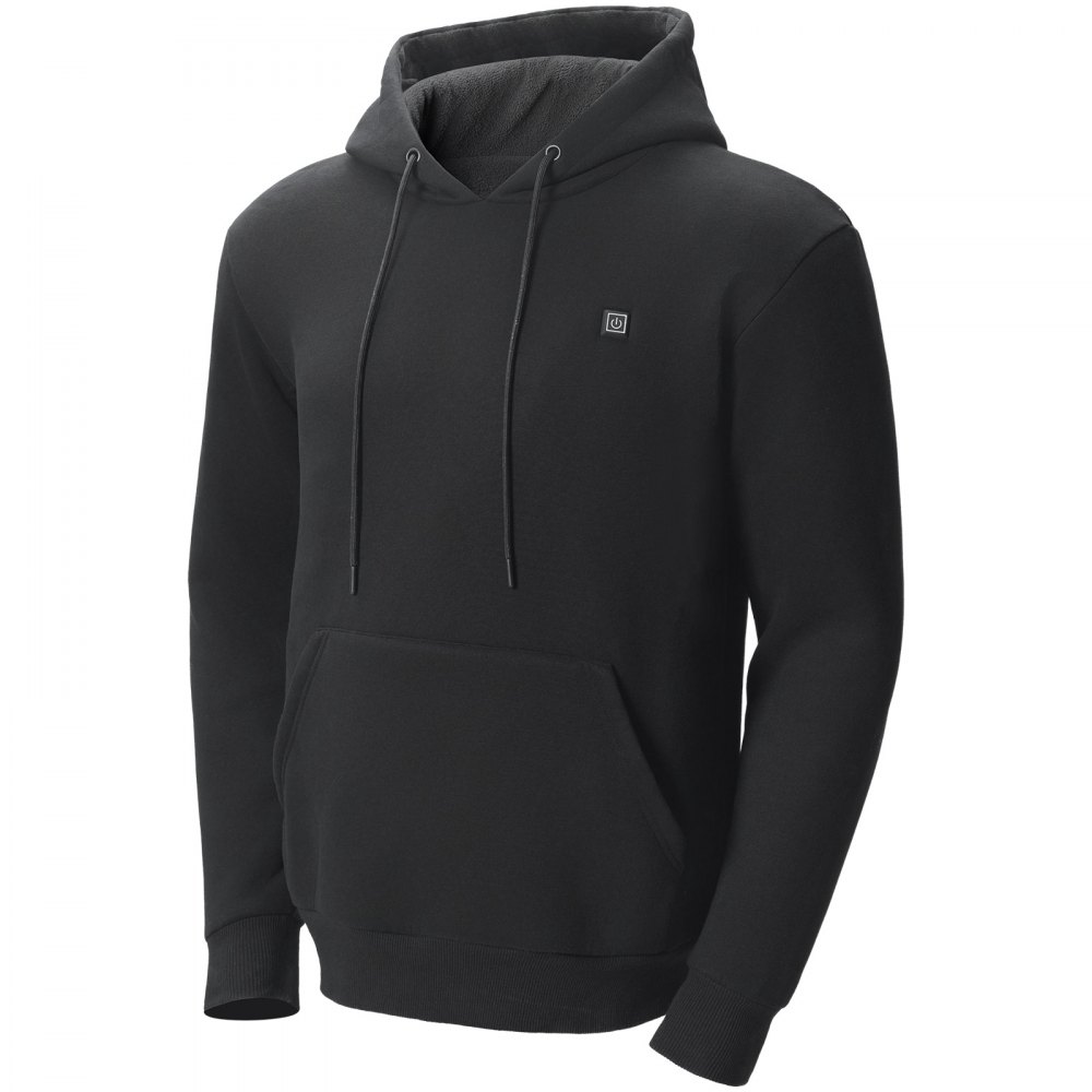 VEVOR Heated Hoodie, Unisex Heated Sweatshirt with Battery Pack 7.4V, Electric Jacket with 5 Heating Zones for Men & Women, Lightweight Warm Heated Outdoor Pullover for Fishing Camping, XL Size Black