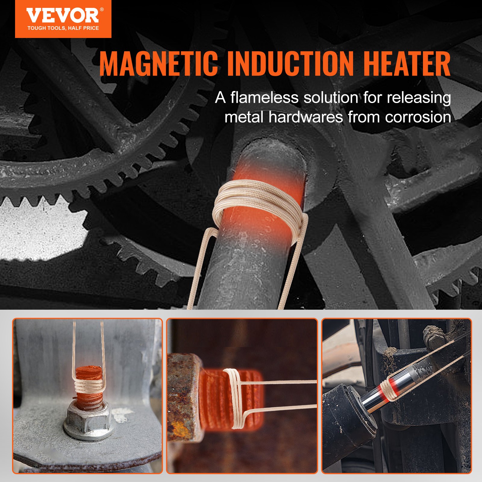 VEVOR Juego de Calentador de Inducción Magnético 1 KW Calentador de Inducción de Pernos con 10 Bobinas de Inducción Removedor de Pernos del Calentador de Inducción para Quitar Pernos y Tuercas