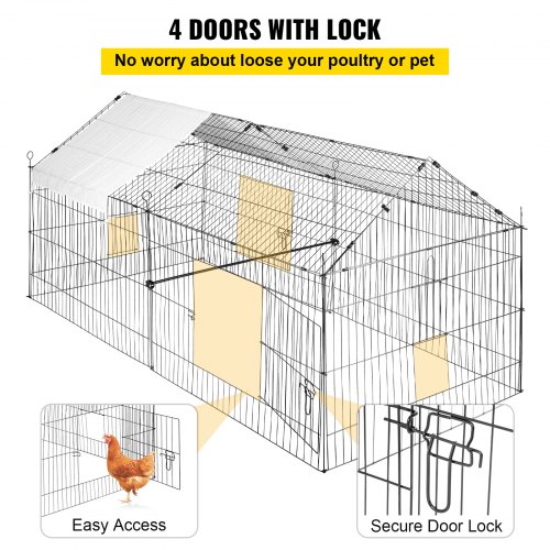 VEVOR Gallinero de Exterior 220x106x104 cm Recinto para Pollos con Lona Blanca