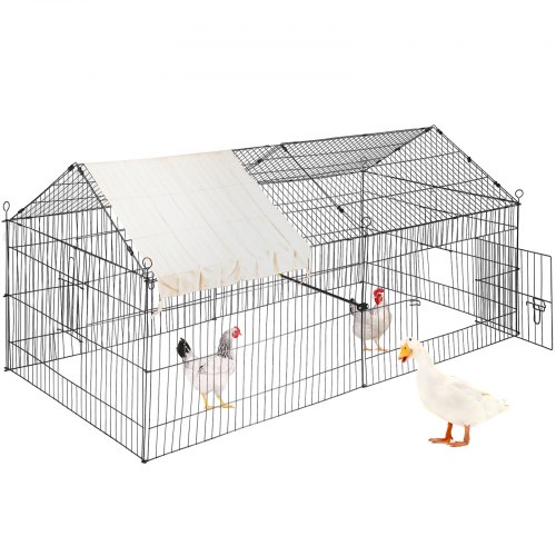 VEVOR Gallinero de Exterior 220x106x104 cm Recinto para Pollos con Lona Blanca