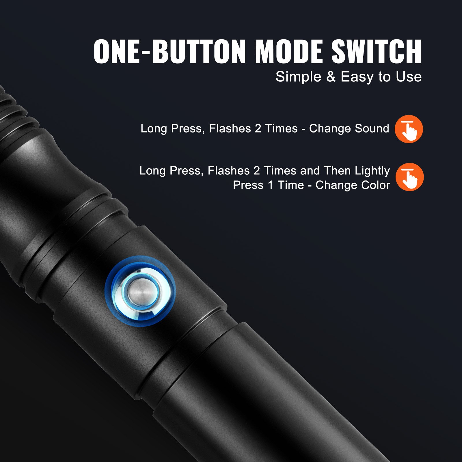 VEVOR Sable de Luz de 100 cm con 12 Colores RGB, Modo Silencioso y Mango Realista, Espadas de Sable Iluminadas Recargables para Adultos y Niños para Cosplay de Halloween y Navidad, Cumpleaños, Negro