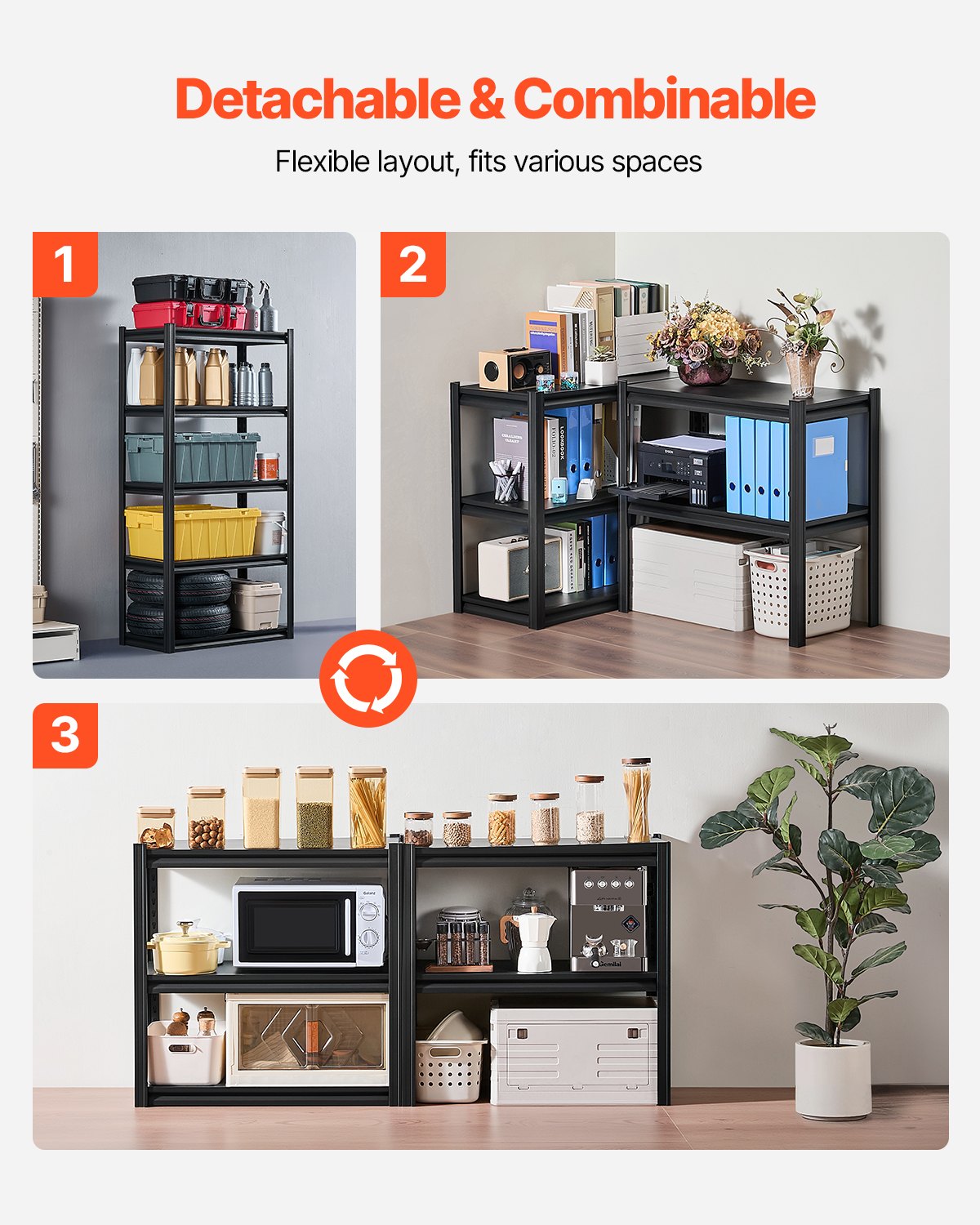 VEVOR Storage Shelving Unit, 907 kg, Boltless Shelving Unit, Basement Shelving Unit, Robust Adjustable Metal Workshop Shelving Unit, 5 Shelves, 406.4 x 812.8 x 1600.2 mm, Heavy-Duty Shelving Unit for Kitchen, Workshop, Basement, Warehouse, Black