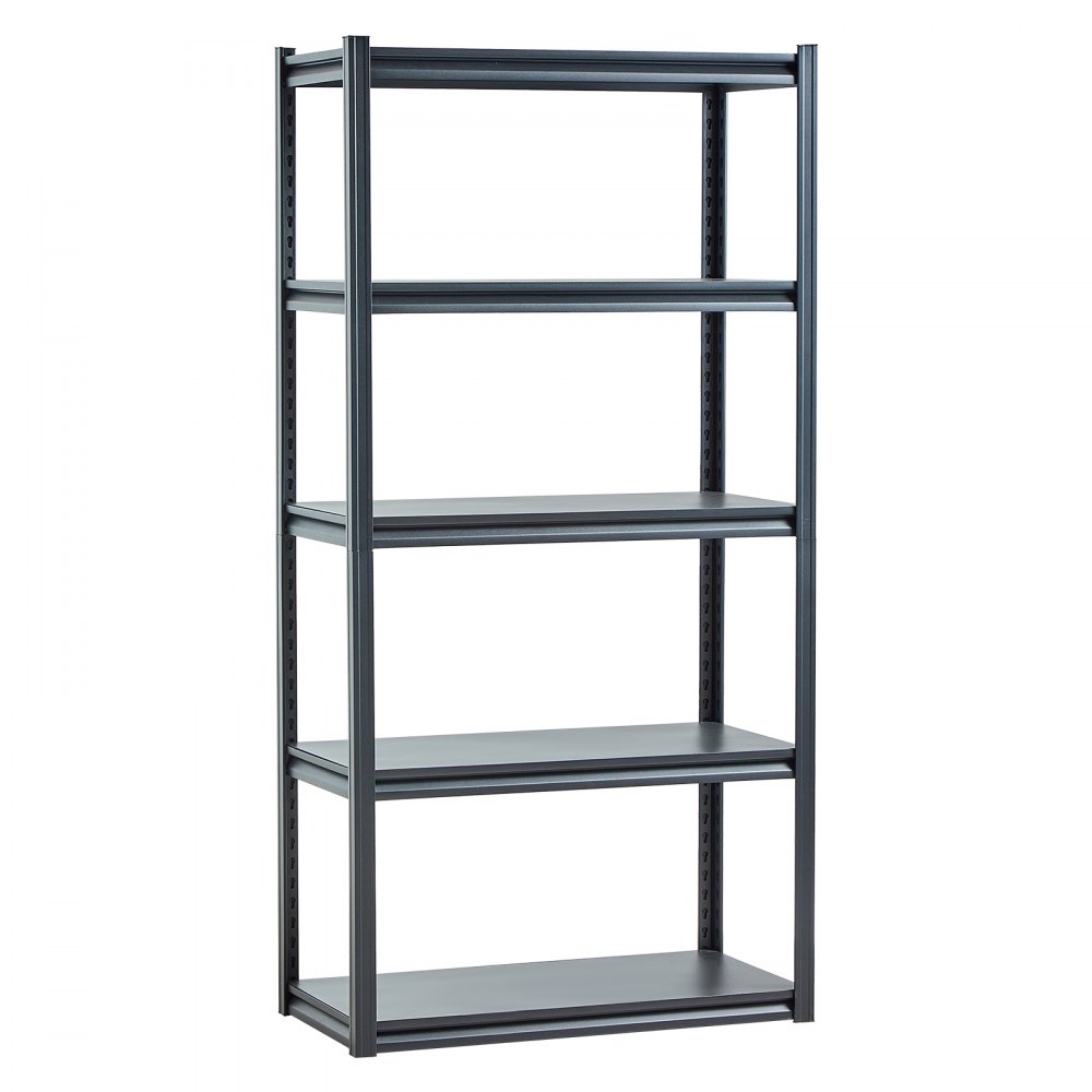 VEVOR Storage Shelving Unit, 907 kg, Boltless Shelving Unit, Basement Shelving Unit, Robust Adjustable Metal Garage Shelving Unit, 5 Shelves, 457.2 x 914.4 x 1828.8 mm, Shelving Unit for Kitchen, Workshop, Basement, Warehouse, Black