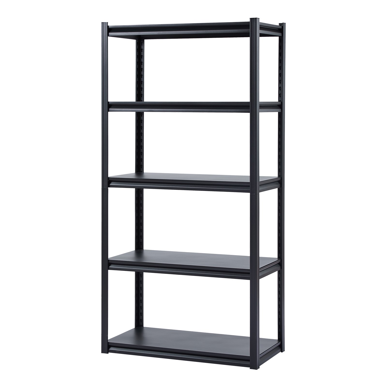 VEVOR Storage Shelving Unit, 907 kg, Boltless Shelving Unit, Basement Shelving Unit, Robust Adjustable Metal Garage Shelving Unit, 5 Shelves, 457.2 x 914.4 x 1828.8 mm, Shelving Unit for Kitchen, Workshop, Basement, Warehouse, Black