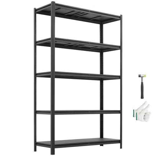 VEVOR Estantería Almacenaje Metálica de 5 Niveles 1230 x 465 x 1962 mm, Estantería Multiusos Altura Ajustable, Capacidad 1360,8 kg en Total con Estructura de Acero para Trastero Baño Garaje Cocina