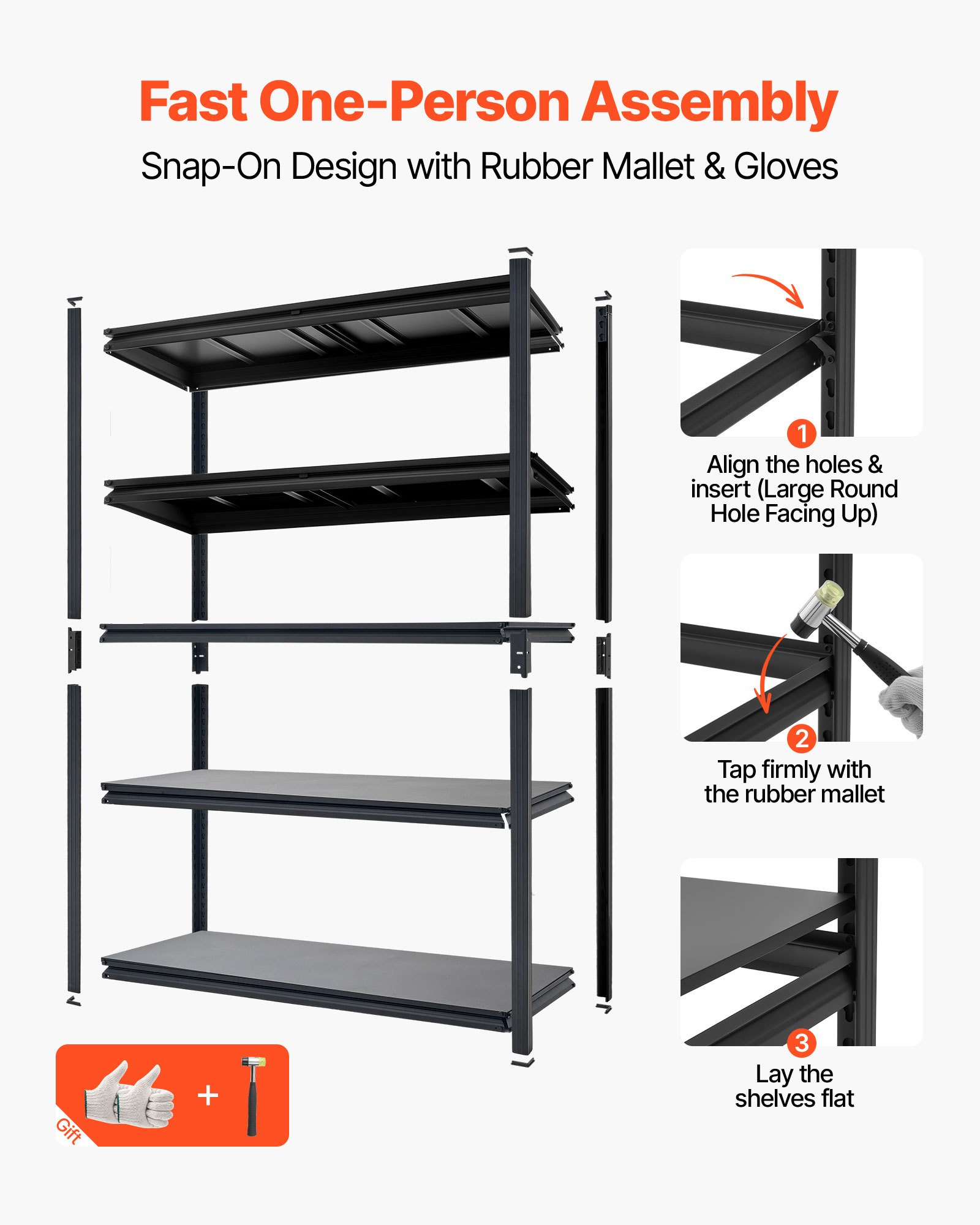 VEVOR Estantería Almacenaje Metálica de 5 Niveles 1230 x 465 x 1813 mm, Estantería Multiusos Altura Ajustable, Capacidad 1134 kg en Total con Estructura de Acero para Garaje Almacén Trastero Cocina