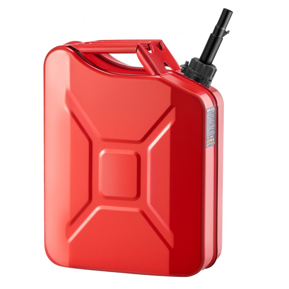 VEVOR Bidón de Gasolina de 20 L, Tanque de Combustible de Metal y PP con Boquilla y Asa, Caudal Máximo de 6 L/min, a Prueba de Fugas, para la Mayoría de Autos, Motocicletas, ATV, UTV, Rojo, 1 Pieza