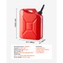 VEVOR Bidón de Gasolina de 20 L, Tanque de Combustible de Metal y PP con Boquilla y Asa, Caudal Máximo de 6 L/min, a Prueba de Fugas, para la Mayoría de Autos, Motocicletas, ATV, UTV, Rojo, 1 Pieza