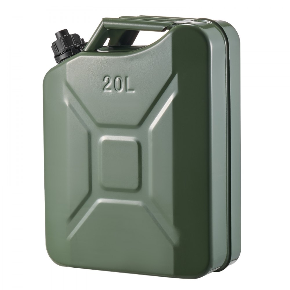 VEVOR Bidón de Gasolina de 20 L, Tanque de Combustible de Metal y PP con Pico y Asa, Caudal Máximo de 6 L/min, a Prueba de Fugas, para la Mayoría de Autos, Motocicletas, ATV, UTV, Verde, 1 Pieza