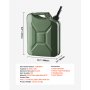 VEVOR Bidón de Gasolina de 20 L, Tanque de Combustible de Metal y PP con Pico y Asa, Caudal Máximo de 6 L/min, a Prueba de Fugas, para la Mayoría de Autos, Motocicletas, ATV, UTV, Verde, 1 Pieza