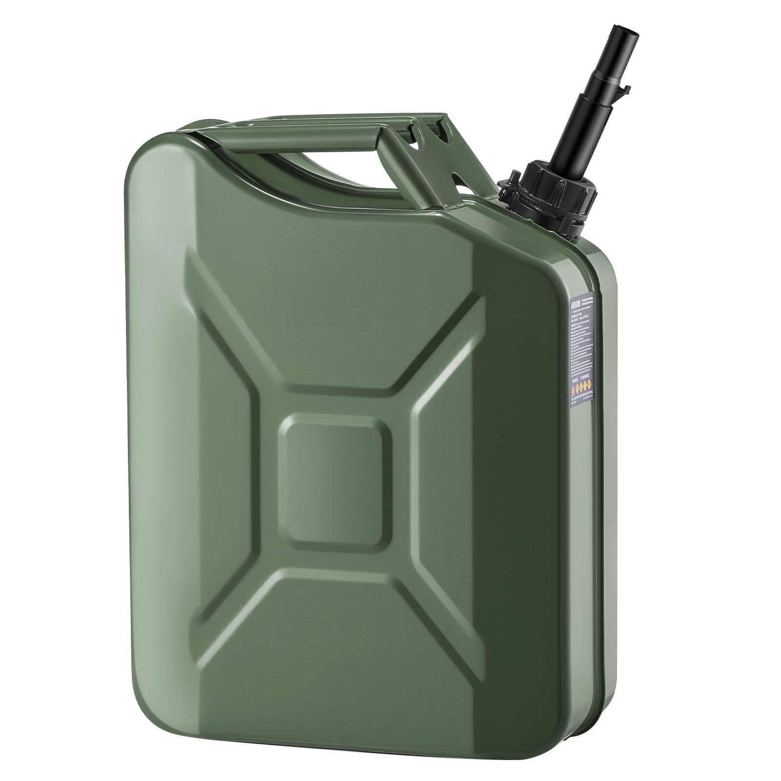 VEVOR Bidón de Gasolina de 20 L, Tanque de Combustible de Metal y PP con Pico y Asa, Caudal Máximo de 6 L/min, a Prueba de Fugas, para la Mayoría de Autos, Motocicletas, ATV, UTV, Verde, 1 Pieza