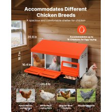 VEVOR - Nido para gallinas, 3 compartimentos, 15 a 30 pulgadas, estable y resistente a la corrosión, con nidos inclinados, orificios inferiores y plataforma de descanso, apto para diferentes razas de gallinas
