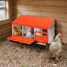 VEVOR - Nido para gallinas, 3 compartimentos, 15 a 30 pulgadas, estable y resistente a la corrosión, con nidos inclinados, orificios inferiores y plataforma de descanso, apto para diferentes razas de gallinas
