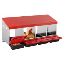 VEVOR Caja Nido de Metal para Gallinas de 4 Compartimentos, 1060 x 525 x 475 mm