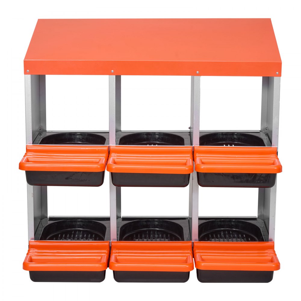 VEVOR Caja Nido para Gallinas 6 Compartimentos, 796 x 525 x 790 mm, Ponederos para Gallinas de Metal con Nidos Inclinados, Plataforma de Descanso Apto para Diferentes Razas de Gallinas, Patos