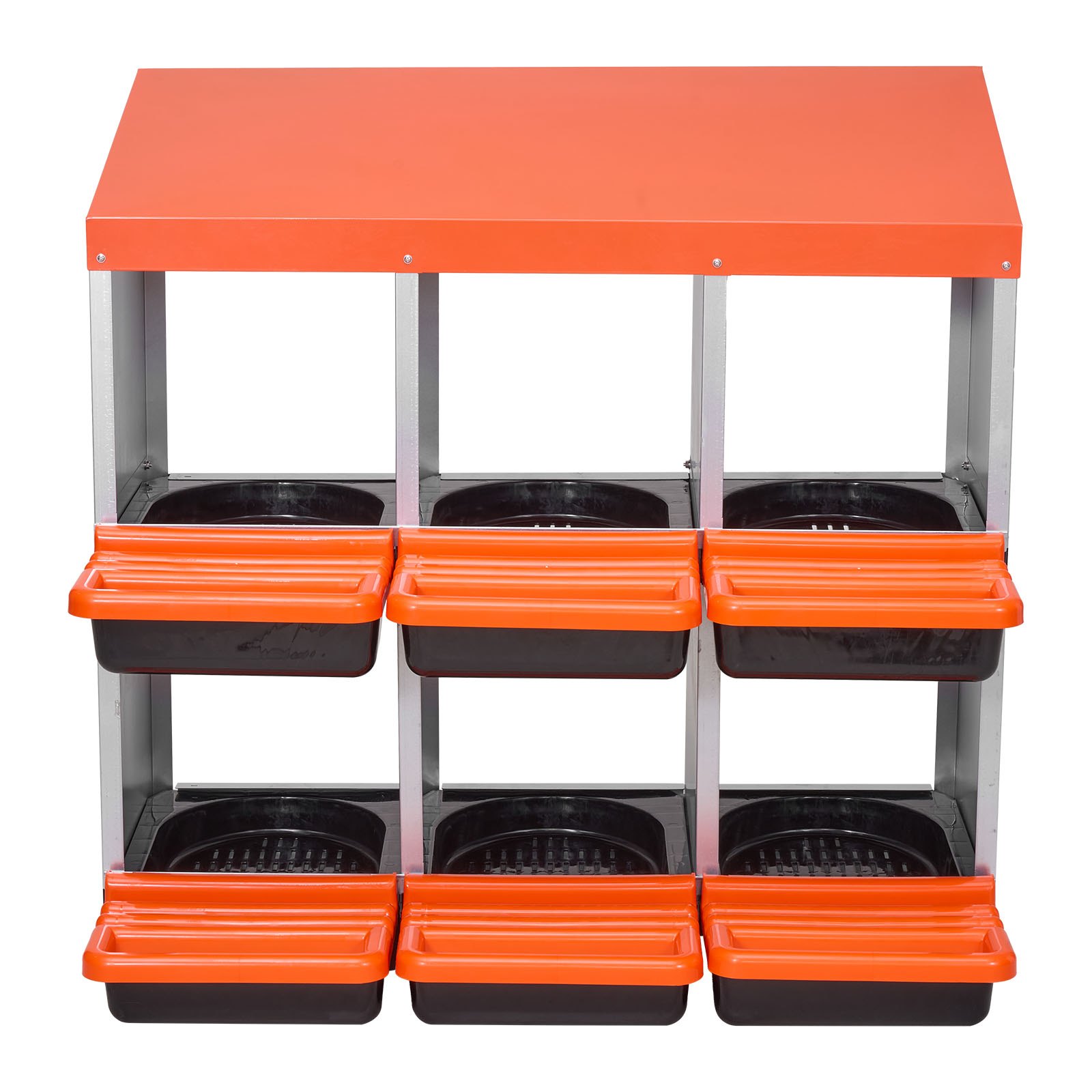 VEVOR Caja Nido para Gallinas 6 Compartimentos, 796 x 525 x 790 mm, Ponederos para Gallinas de Metal con Nidos Inclinados, Plataforma de Descanso Apto para Diferentes Razas de Gallinas, Patos