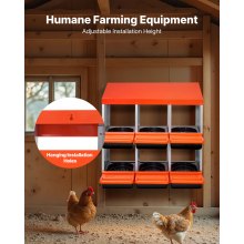 VEVOR - Nido para gallinas, 6 compartimentos, 30 a 45 pulgadas, estable y resistente a la corrosión, con nidos inclinados, orificios inferiores y plataforma de descanso, apto para diferentes razas de gallinas