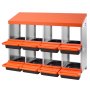 VEVOR Nido Metálico de Puesta de 2 Niveles, 8 Compartimentos, para Gallinas con Tapas Protectoras, Nido Enrollable, Ideal para Gallinas, Patos, Pollos y Otras Aves de Corral, 1060 x 525 x 800 mm