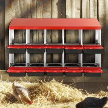 VEVOR Caja Nido de Metal para Gallinas de 10 compartimentos, 1320 x 525 x 790 mm