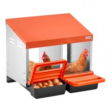 VEVOR Nidos para Gallinas, 2 Compartimentos, Fácil Recolección de Huevos, Montaje en Pared, Acero Galvanizado y Plástico de Alta Resistencia, para Gallinas Ponedoras, Naranja, 535 x 525 x 475 mm