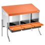 VEVOR Nidos para Gallinas, 3 Compartimentos, con Patas de Soporte, Fácil Recogida de Huevos, Acero Galvanizado y Plástico de Alta Resistencia, para Gallinas Ponedoras, Naranja, 795 x 525 x 675 mm