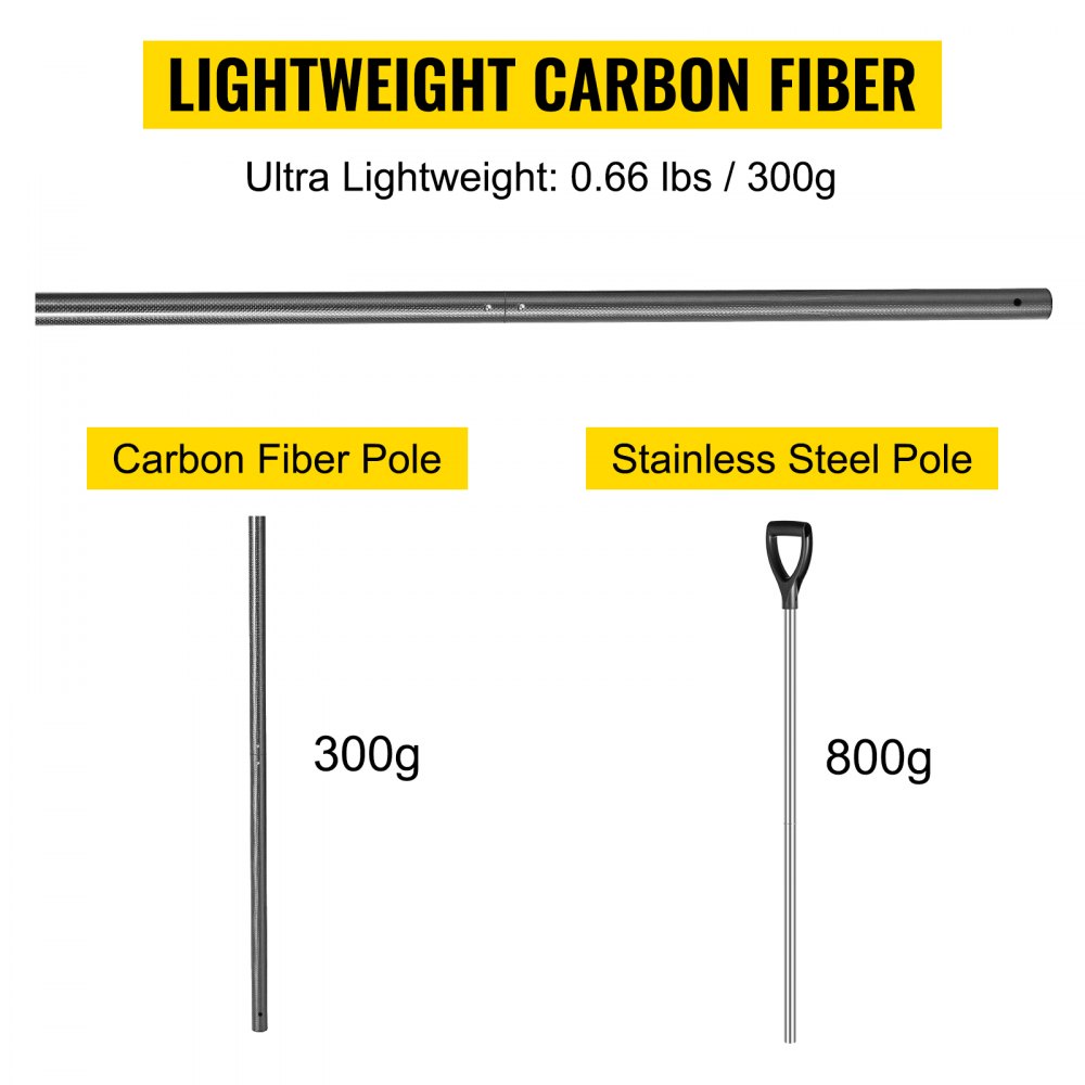 VEVOR Mango de Pala de Arena para Detección de Metales 115 cm Mango de Detector de Metales Fibra de Carbono 300 g Pala para Arena con Detector de Metales para Recoger y Cribar Pequeñas Cosas Valiosas