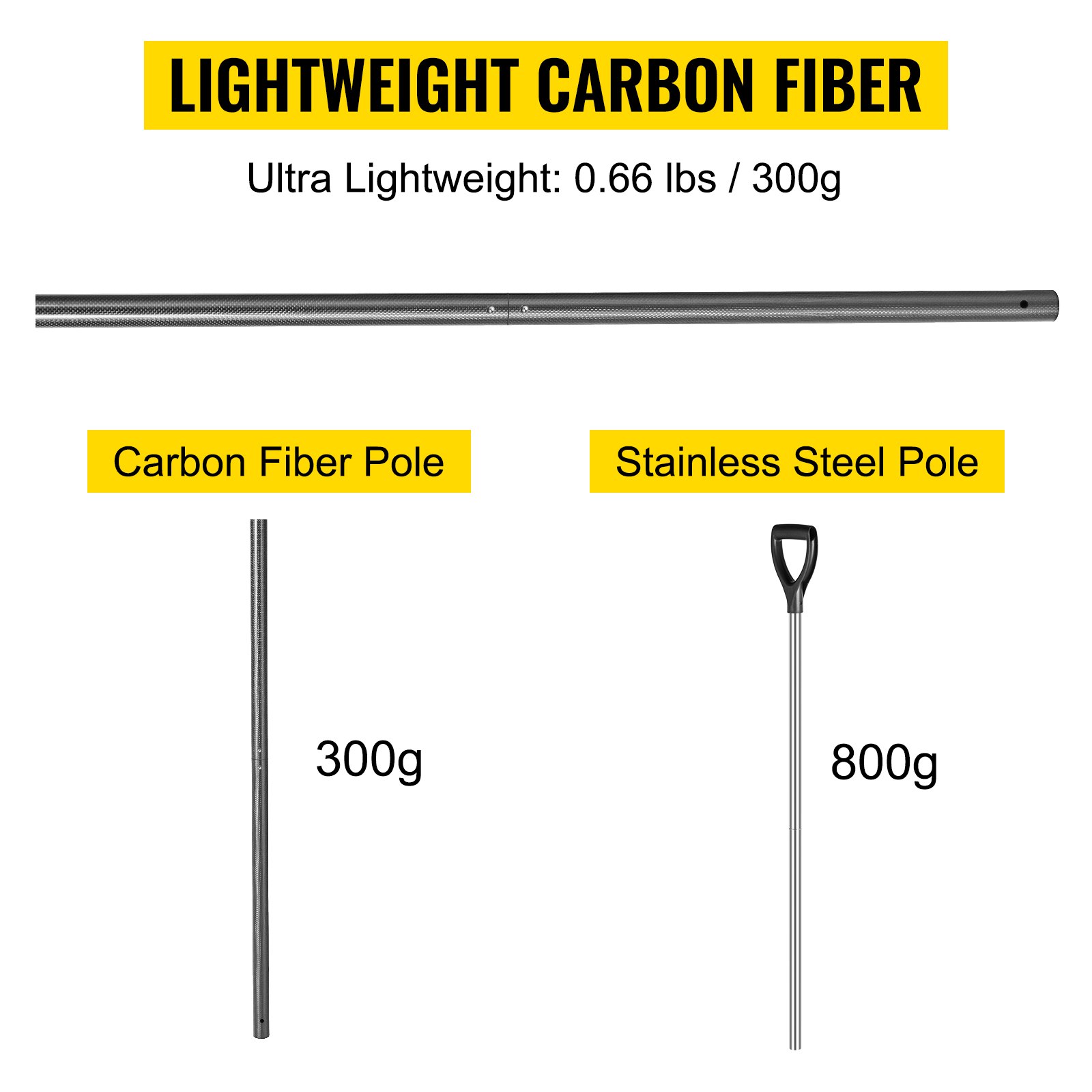 VEVOR Mango de Pala de Arena para Detección de Metales 115 cm Mango de Detector de Metales Fibra de Carbono 300 g Pala para Arena con Detector de Metales para Recoger y Cribar Pequeñas Cosas Valiosas