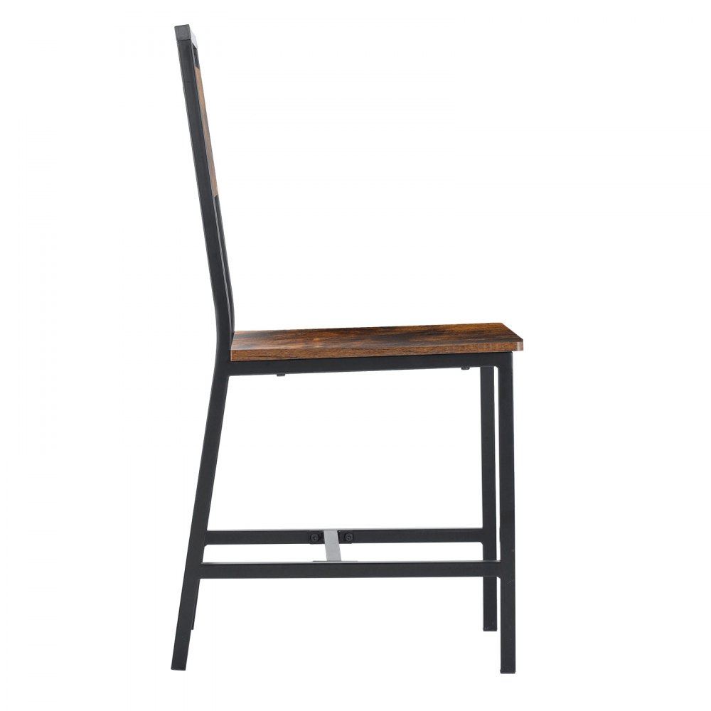 VEVOR Dining Chairs Set of 2, Wooden Table Chairs with Metal Frame and Backrest, Easy to Assemble Leather Side Chair, Modern Farmhouse Walnut Chair for Kitchen Living Room, Rustic Brown and Black