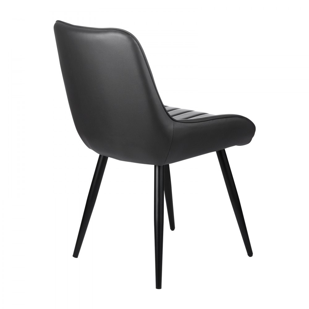 VEVOR Juego de 4 Sillas de Comedor de Estilo Moderno con Acentos, Tapizadas en Tela, para Mesa de Comedor, Ahorra Espacio, con Cojines Gruesos y Patas de Metal, Color Negro, 580 x 550 x 860 mm