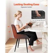 VEVOR Juego de 4 Sillas de Comedor de Estilo Moderno con Acentos, Tapizadas en Tela, para Mesa de Comedor, Ahorra Espacio, con Cojines Gruesos y Patas de Metal, Color Negro, 580 x 550 x 860 mm