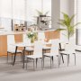 VEVOR Modern Dining Room Accent Chairs Set of 6, Upholstered Leather Side Chair for Dining Tables, Space-Saving Kitchen Table Chair with Thick Cushions and Metal Legs, White