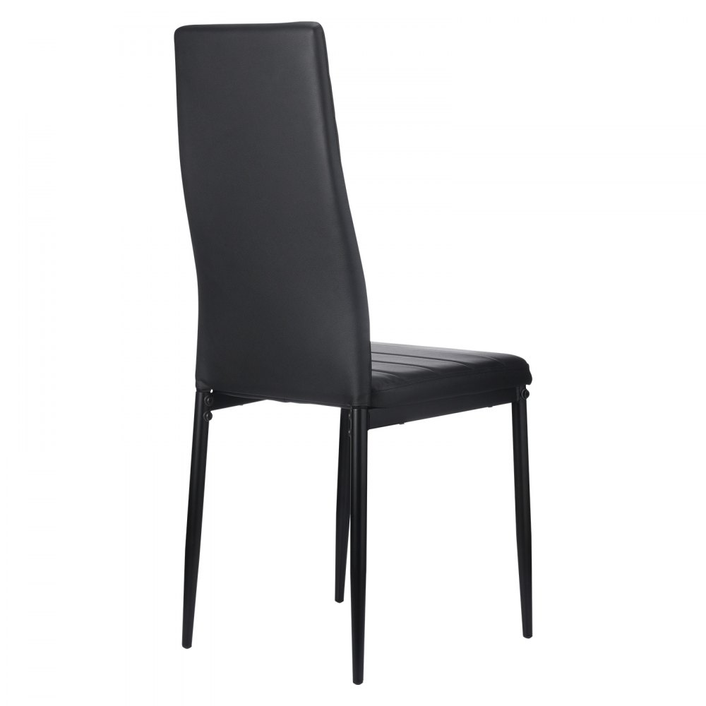 VEVOR Juego de 6 Sillas de Comedor de Estilo Moderno, Tapizadas en Cuero, para Mesa de Comedor, Ahorra Espacio, con Cojines Gruesos y Patas Metal, Acentos, Negro, 465 x 405 x 970 mm, Carga 136 kg