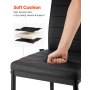 VEVOR Juego de 6 Sillas de Comedor de Estilo Moderno, Tapizadas en Cuero, para Mesa de Comedor, Ahorra Espacio, con Cojines Gruesos y Patas Metal, Acentos, Negro, 465 x 405 x 970 mm, Carga 136 kg