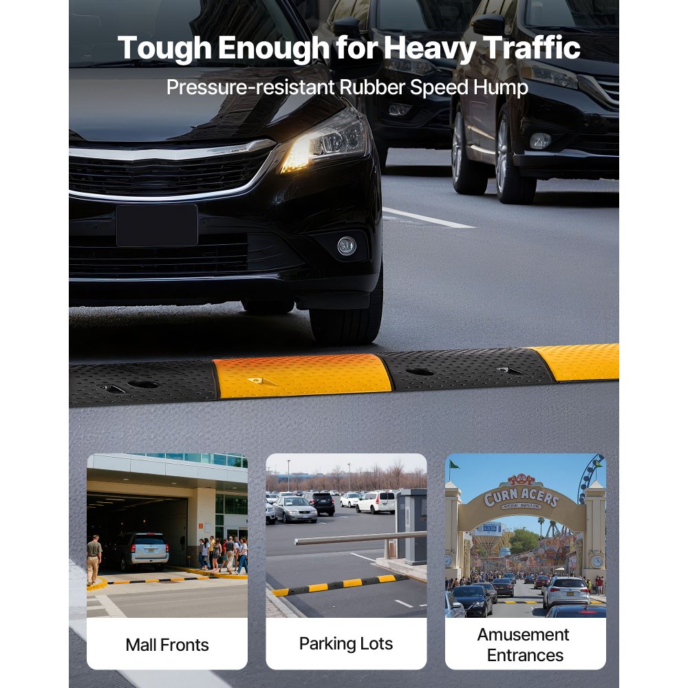 VEVOR Protector de Cables para Suelo 1000 mm 2 Canales Rampa de Protección de Cable Capacidad de Carga de 9979 kg con Tornillos de Expansión, para Caminos de Entrada de Grava, Hormigón, 2 Piezas