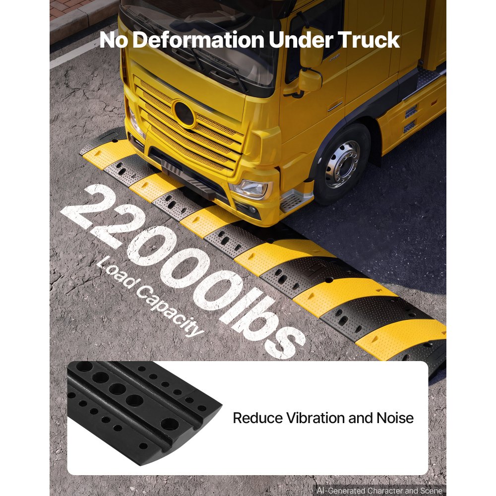 VEVOR Protector de Cables para Suelo 1000 mm 2 Canales Rampa de Protección de Cable Capacidad de Carga de 9979 kg con Tornillos de Expansión, para Caminos de Entrada de Grava, Hormigón, 2 Piezas