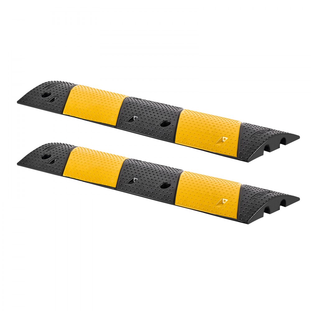 VEVOR Protector de Cables para Suelo 1000 mm 2 Canales Rampa de Protección de Cable Capacidad de Carga de 9979 kg con Tornillos de Expansión, para Caminos de Entrada de Grava, Hormigón, 2 Piezas