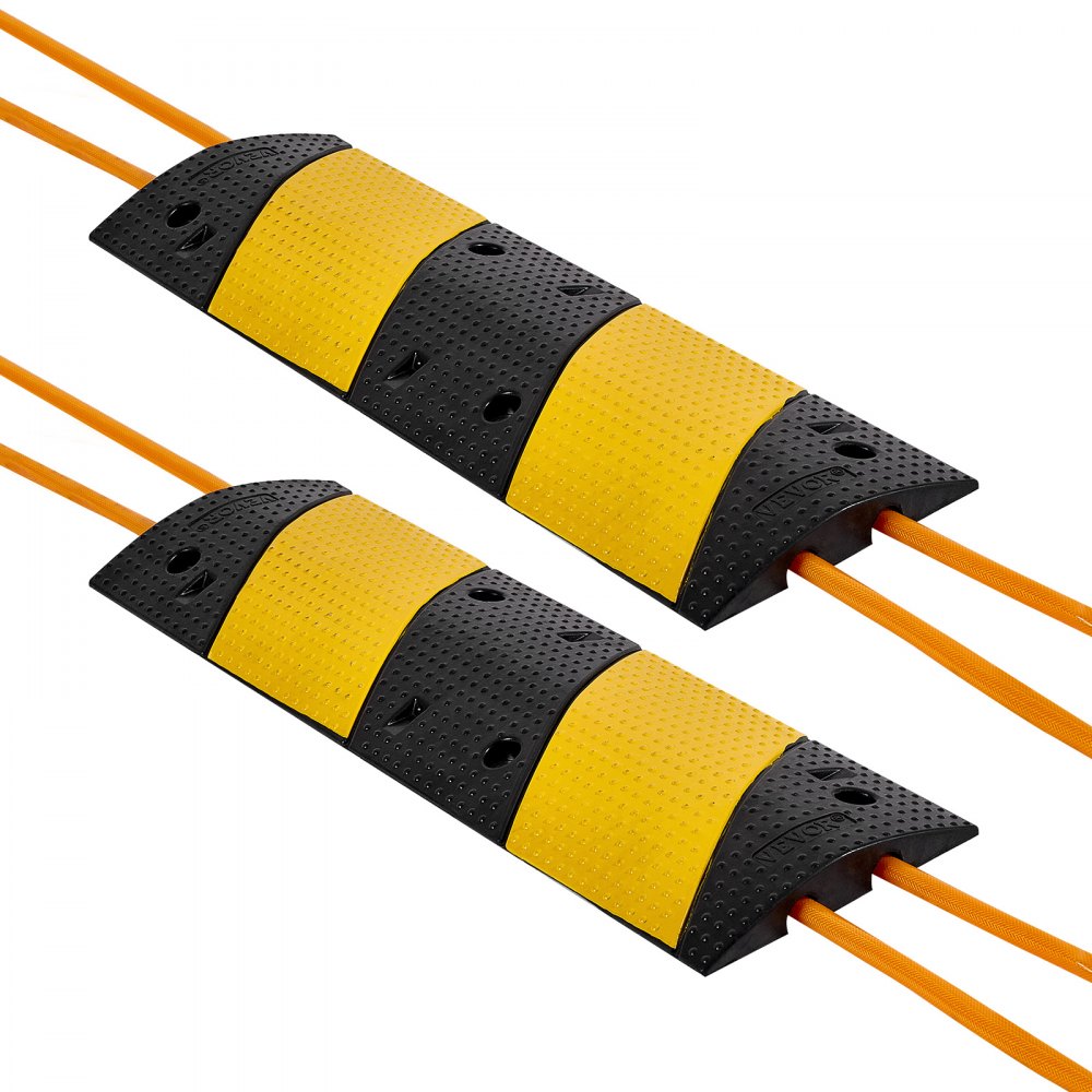 VEVOR Protector de Cables para Suelo 1000 mm 2 Canales Rampa de Protección de Cable Capacidad de Carga de 9979 kg con Tornillos de Expansión, para Caminos de Entrada de Grava, Hormigón, 2 Piezas