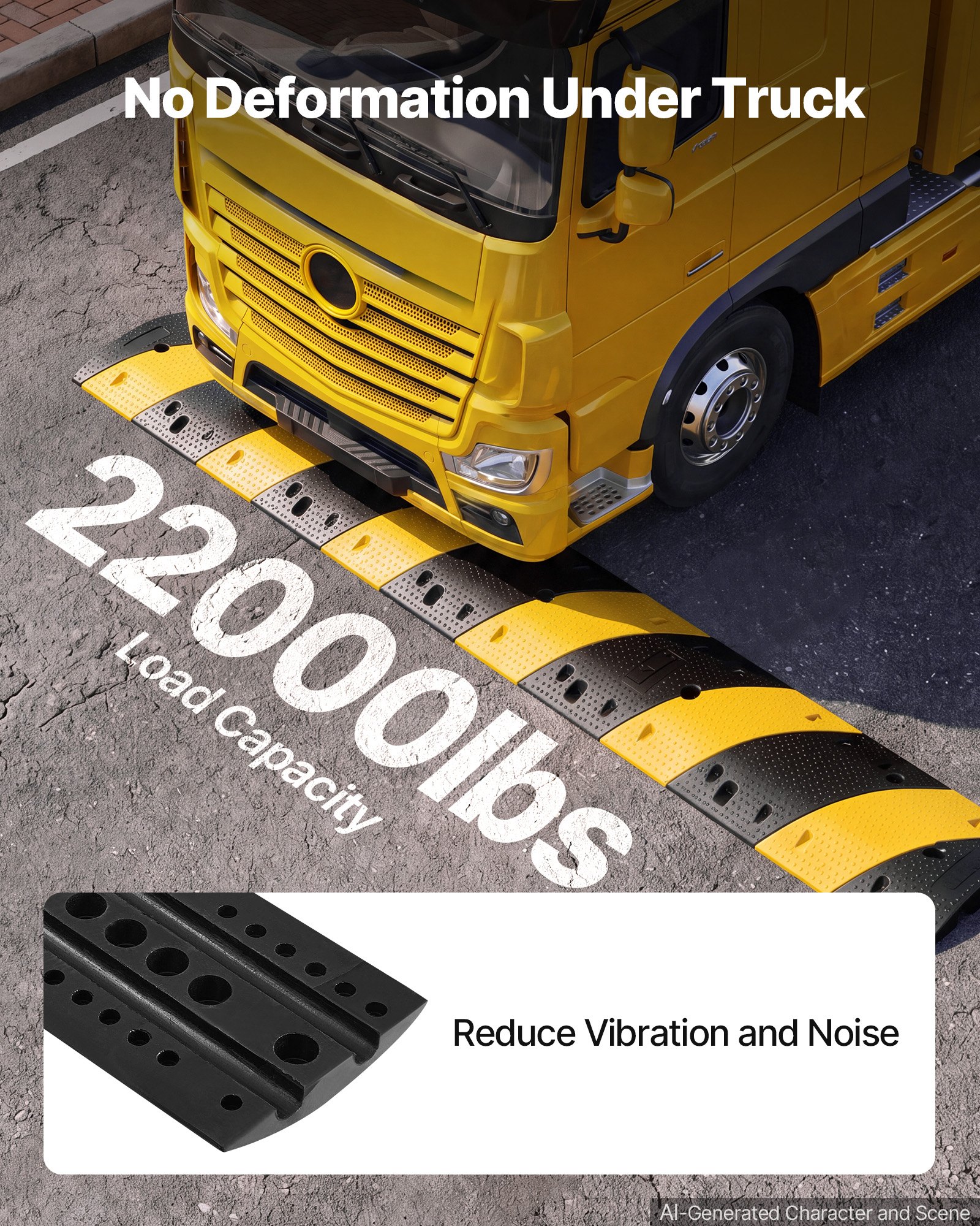 VEVOR Protector de Cables para Suelo 1000 mm 2 Canales Rampa de Protección de Cable Capacidad de Carga de 9979 kg con Tornillos de Expansión, para Caminos de Entrada de Grava, Hormigón, 2 Piezas