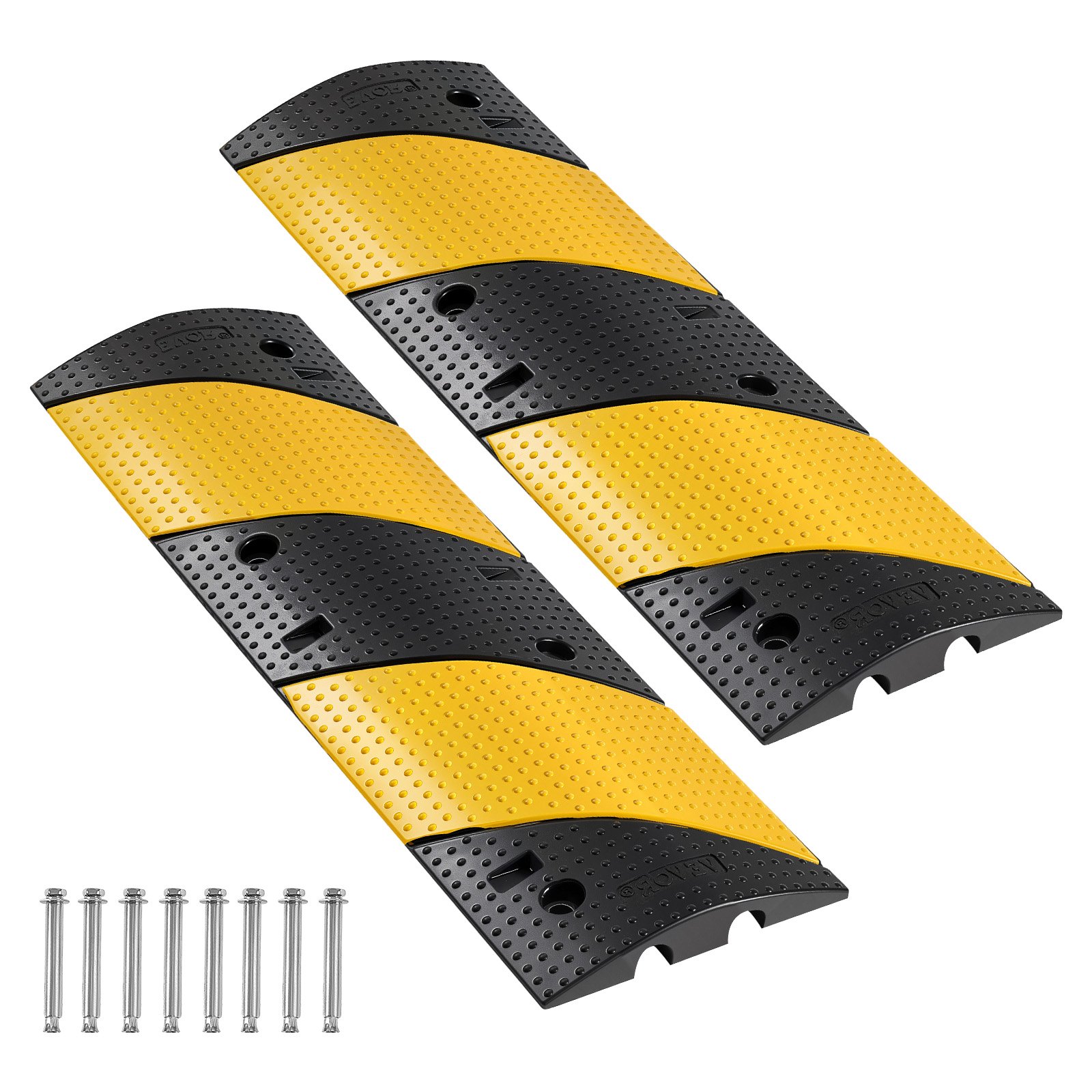 VEVOR Protector de Cables para Suelo 1000 mm 2 Canales Rampa de Protección de Cable Capacidad de Carga de 9979 kg con Tornillos de Expansión, para Caminos de Entrada de Grava, Hormigón, 2 Piezas