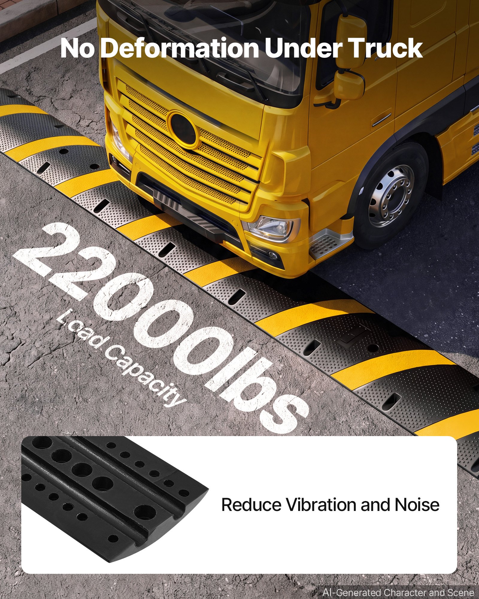 VEVOR Protector de Cables para Suelo 1830 mm 2 Canales Rampa de Protección de Cable Capacidad de Carga de 9979 kg con Tornillos de Expansión, para Caminos de Entrada de Grava, Hormigón, 1 Pieza