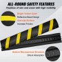 VEVOR Rampa de Protección de Cable de 2 Vías 2 PCS Pasacables de Suelo 183x30x4,5cm Protector de Cables de Goma Carga de 10000kg, 8 Tornillos 1 Broca para Carreteras Estacionamientos, Negro y Amarillo
