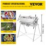 VEVOR Compostador de Jardín Contenedor de Desechos Orgánicos de 270L Giratorio Contenedor Giratorio para Compostaje 1196 mm Acero Inoxidable 304 + EVA Contenedor de Compostaje para Jardín 27,2 KG
