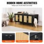 VEVOR Muebles de Baño Oculto para 2 Gatos 1,19 x 0,5 x 0,55 m Casa de Inodoro para Gatos con Puertas Decoradas de Ratán Armario de Madera para Ocultar las Cajas de Arena para Gatos, Negro