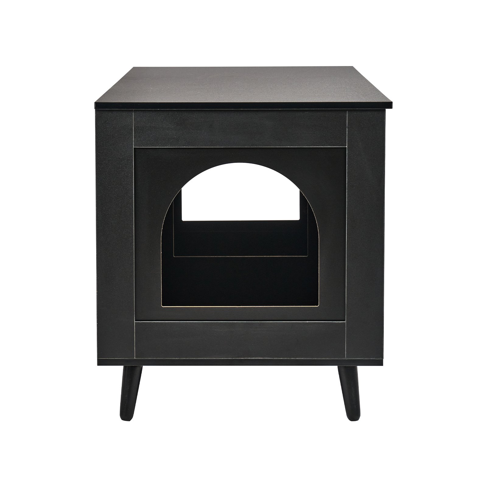 VEVOR Muebles de Baño Oculto para 2 Gatos 1,19 x 0,5 x 0,55 m Casa de Inodoro para Gatos con Puertas Decoradas de Ratán Armario de Madera para Ocultar las Cajas de Arena para Gatos, Negro